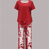 Arvessa | Casual Leaf Print Two-Piece Set