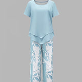 Arvessa | Casual Leaf Print Two-Piece Set