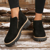 Paula - Round Toe Ankle Boots with Side Zipper