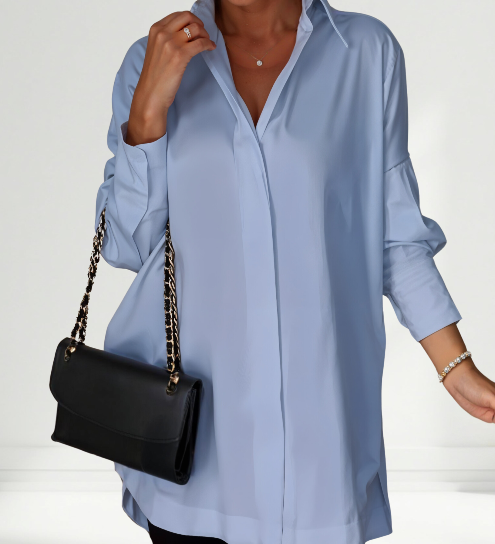Oversized Lapel Button Shirt Dress