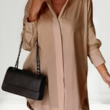 Oversized Lapel Button Shirt Dress