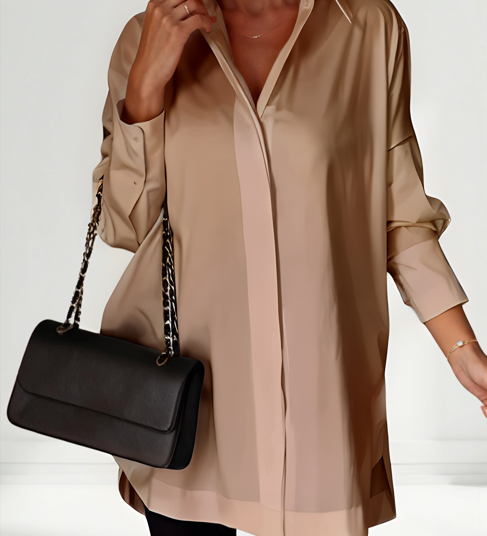 Oversized Lapel Button Shirt Dress