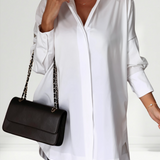 Oversized Lapel Button Shirt Dress