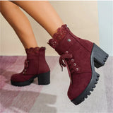 Tania - Lace Ankle Boots with Block Heel
