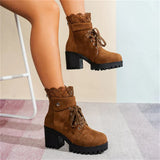 Tania - Lace Ankle Boots with Block Heel
