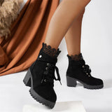 Tania - Lace Ankle Boots with Block Heel