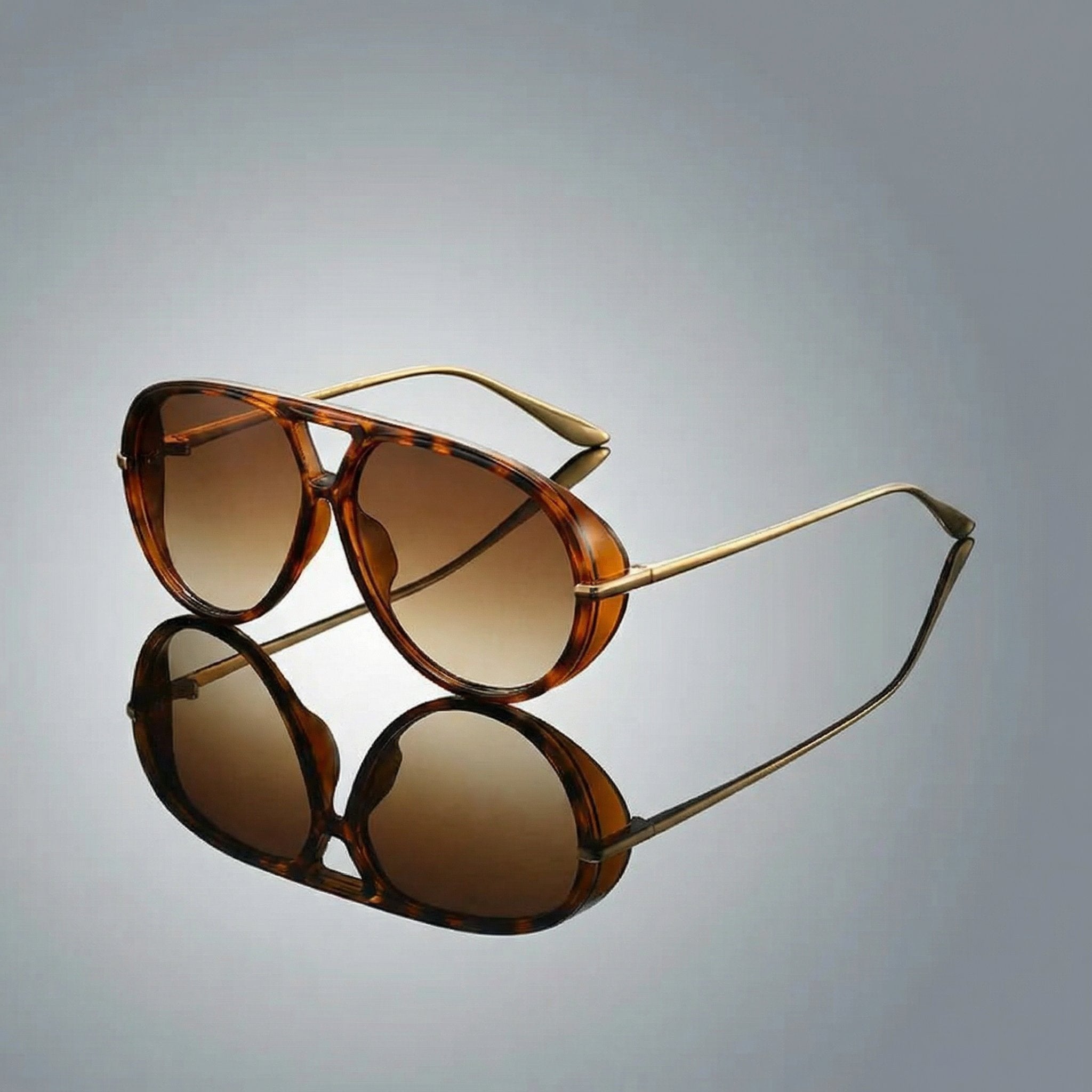William | Sunglasses Aviator Leopard Accent Double Bridge UV400