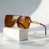 Evelyn | Sunglasses Chain Link Retro Square UV Protection Gold Accent