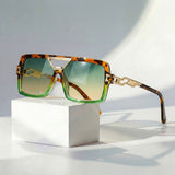 Evelyn | Sunglasses Chain Link Retro Square UV Protection Gold Accent