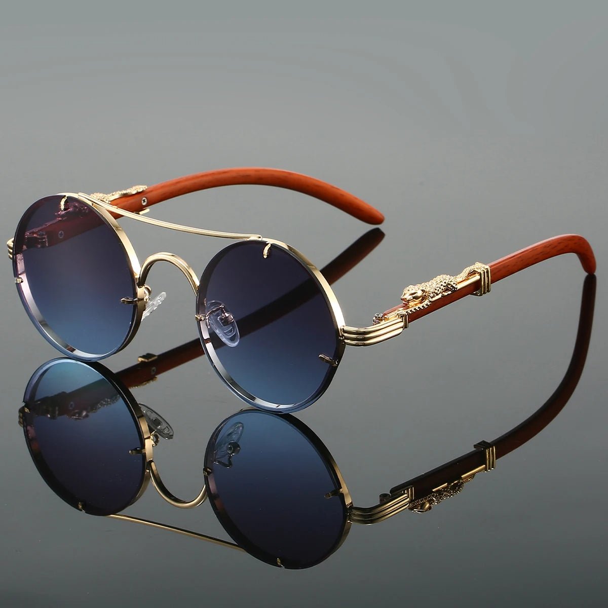 Mia | Sunglasses Double Bridge Vintage Gold Frame UV400 Protection