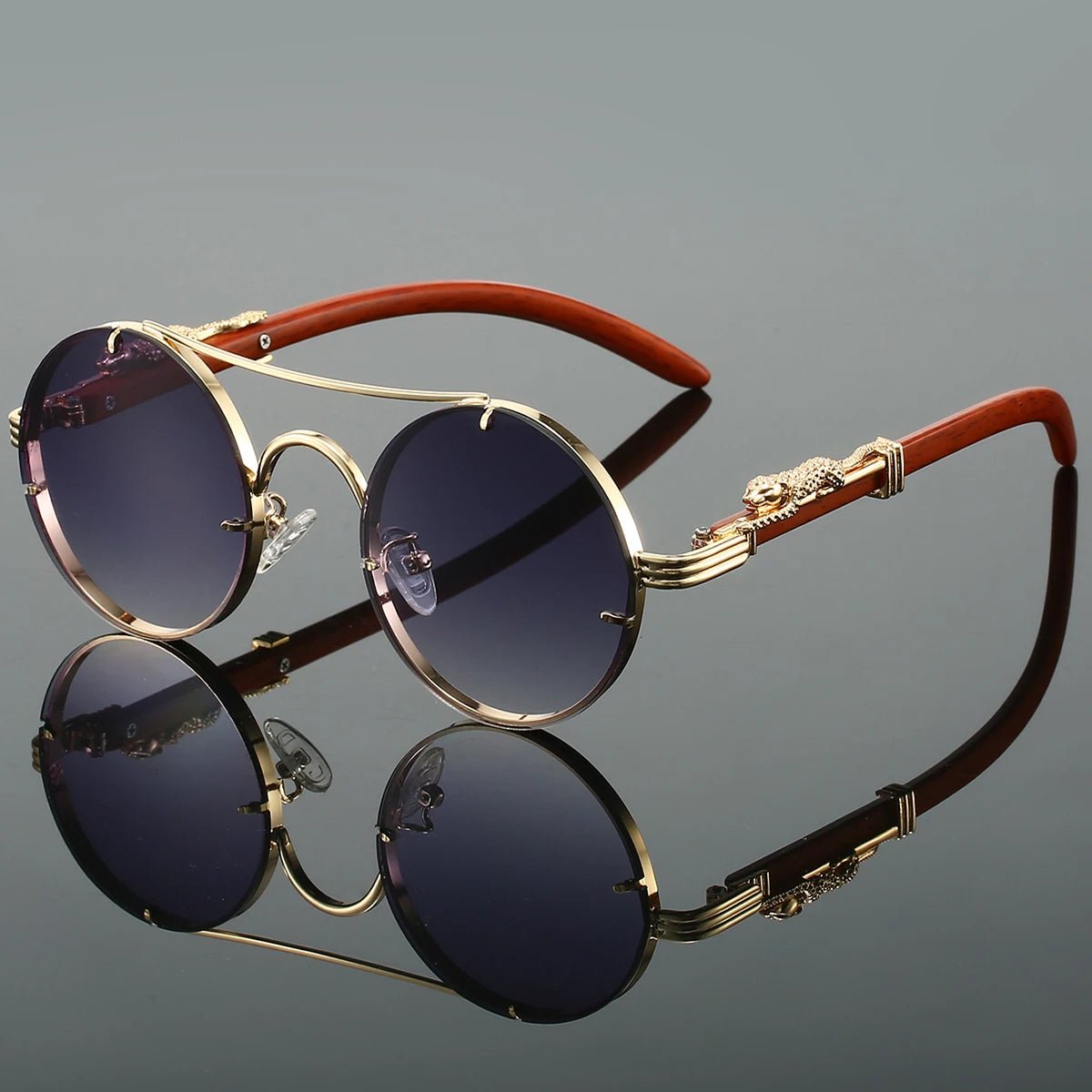 Mia | Sunglasses Double Bridge Vintage Gold Frame UV400 Protection