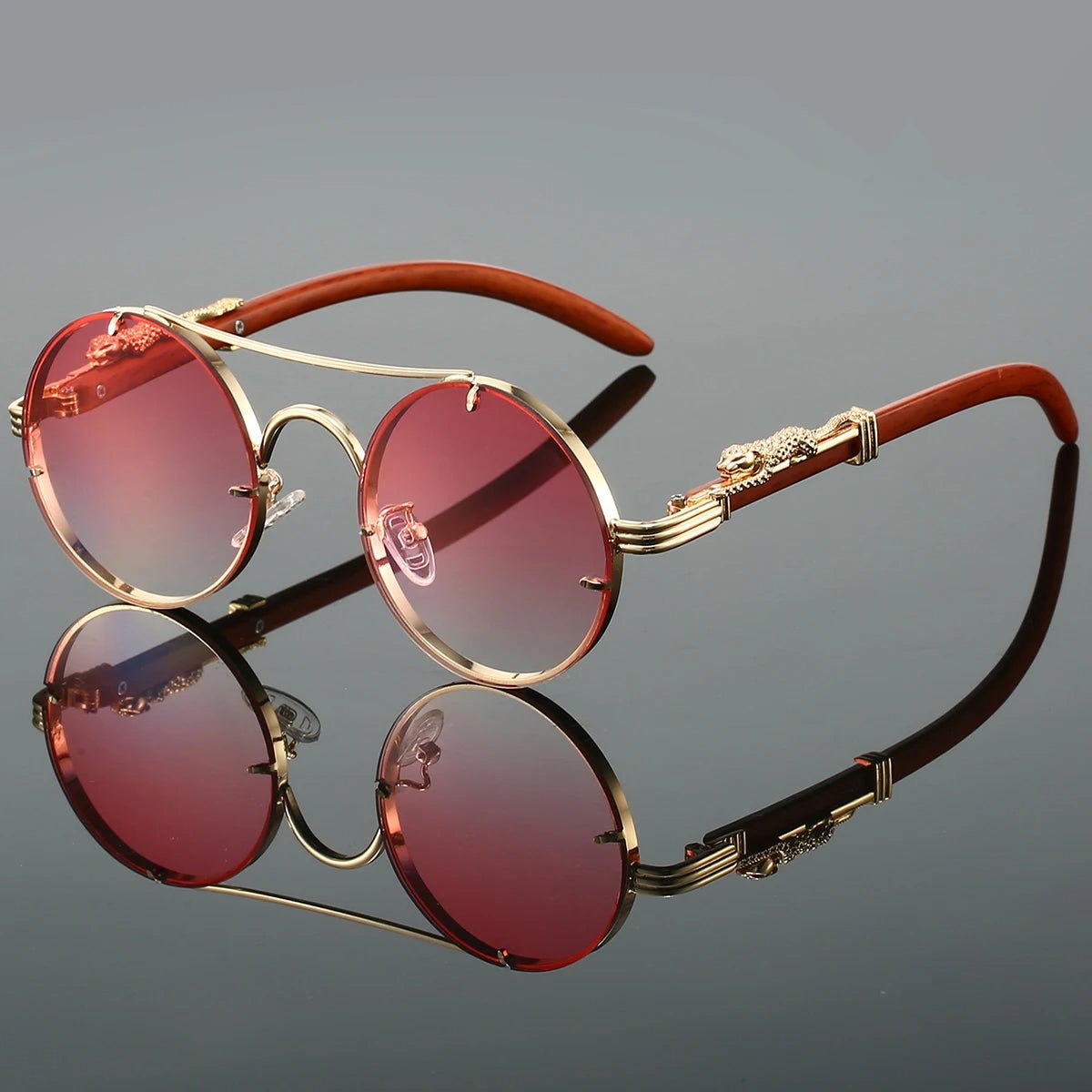 Mia | Sunglasses Double Bridge Vintage Gold Frame UV400 Protection