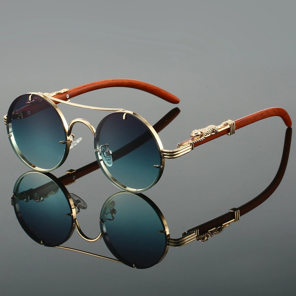Mia | Sunglasses Double Bridge Vintage Gold Frame UV400 Protection