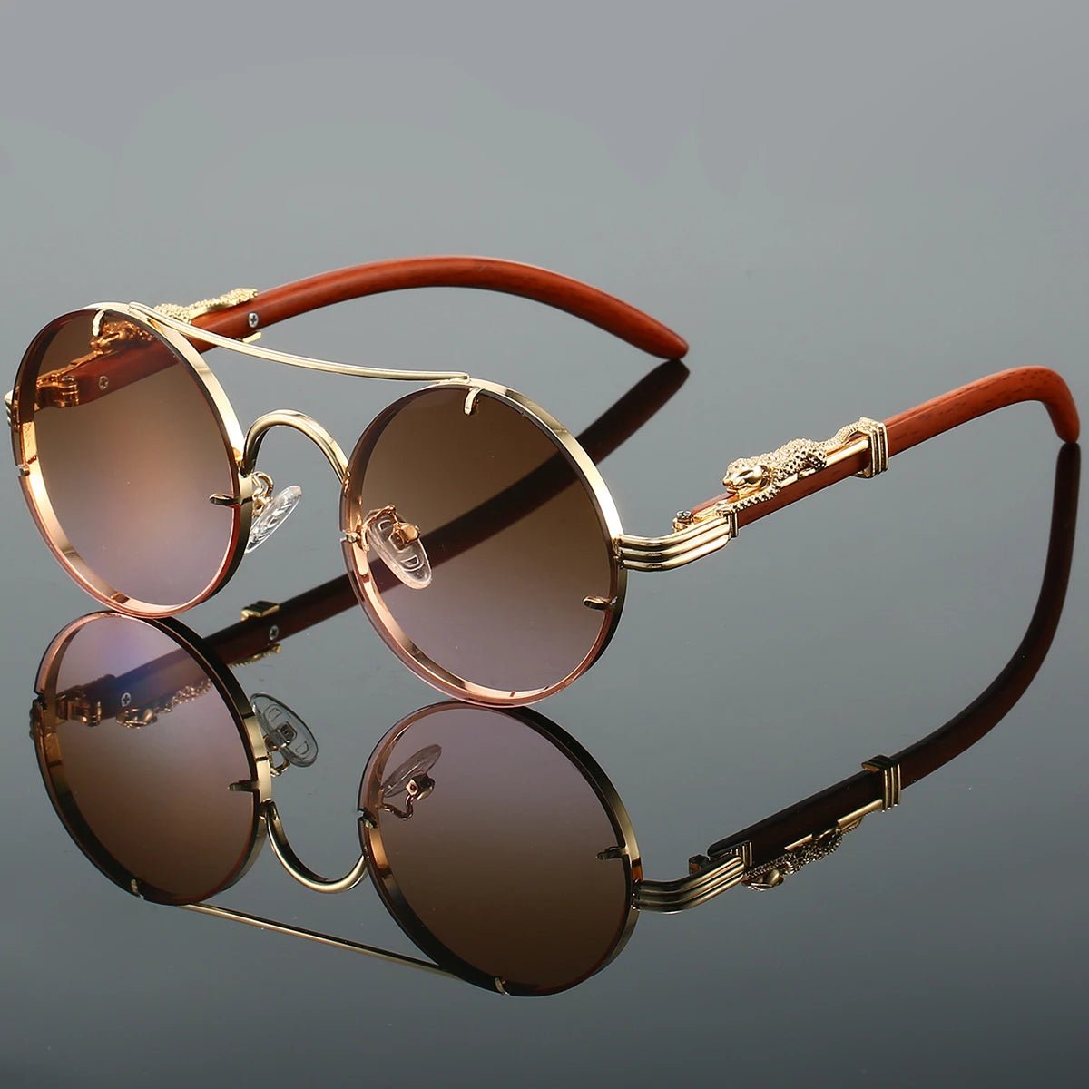 Mia | Sunglasses Double Bridge Vintage Gold Frame UV400 Protection