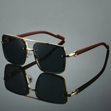 Samuel | Sunglasses Gold Aviator Wood Temple UV Protection Polarized