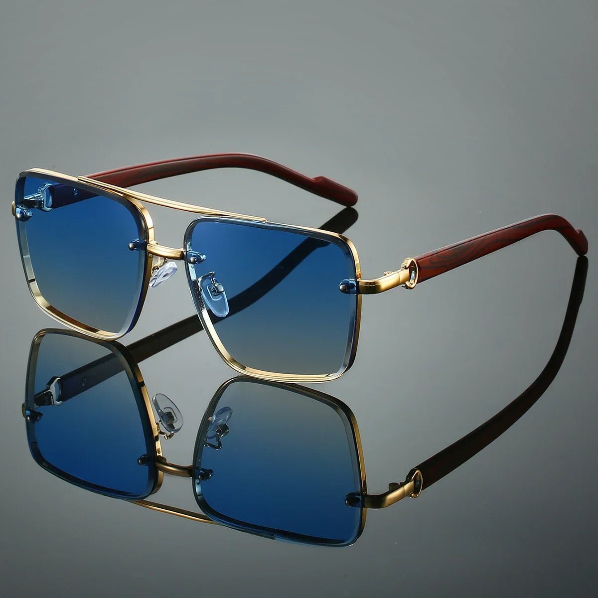 Samuel | Sunglasses Gold Aviator Wood Temple UV Protection Polarized