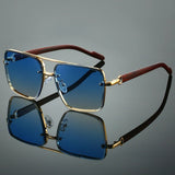 Samuel | Sunglasses Gold Aviator Wood Temple UV Protection Polarized