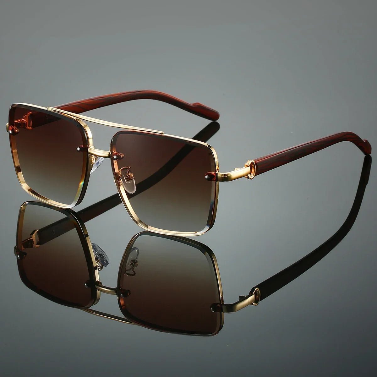 Samuel | Sunglasses Gold Aviator Wood Temple UV Protection Polarized