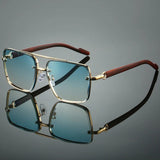 Samuel | Sunglasses Gold Aviator Wood Temple UV Protection Polarized