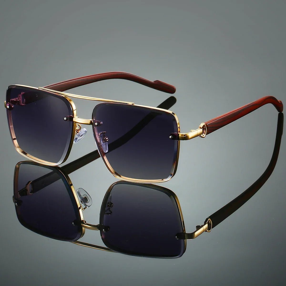 Samuel | Sunglasses Gold Aviator Wood Temple UV Protection Polarized