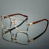 Samuel | Sunglasses Gold Aviator Wood Temple UV Protection Polarized