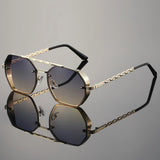 James | Sunglasses Gradient Aviator Gold Chain Temples UV Protection