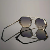 James | Sunglasses Gradient Aviator Gold Chain Temples UV Protection