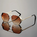 James | Sunglasses Gradient Aviator Gold Chain Temples UV Protection