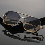 James | Sunglasses Gradient Aviator Gold Chain Temples UV Protection