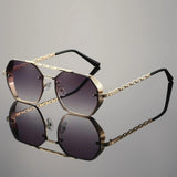 James | Sunglasses Gradient Aviator Gold Chain Temples UV Protection
