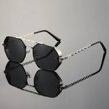 James | Sunglasses Gradient Aviator Gold Chain Temples UV Protection