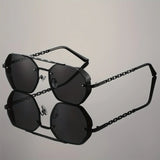 James | Sunglasses Gradient Aviator Gold Chain Temples UV Protection