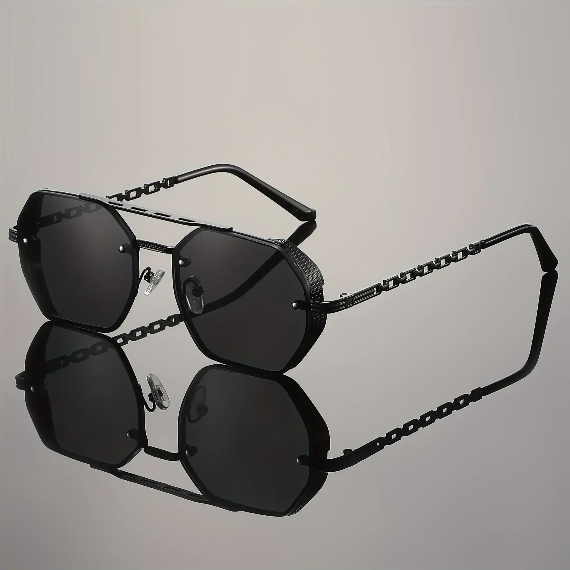 James | Sunglasses Gradient Aviator Gold Chain Temples UV Protection