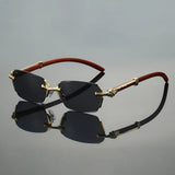 Amelia | Sunglasses Rimless Gold Metal Temple UV Protection
