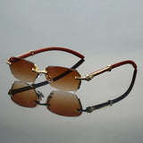 Amelia | Sunglasses Rimless Gold Metal Temple UV Protection
