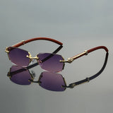 Amelia | Sunglasses Rimless Gold Metal Temple UV Protection