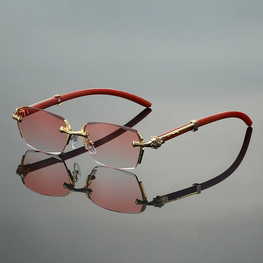 Amelia | Sunglasses Rimless Gold Metal Temple UV Protection