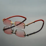 Amelia | Sunglasses Rimless Gold Metal Temple UV Protection