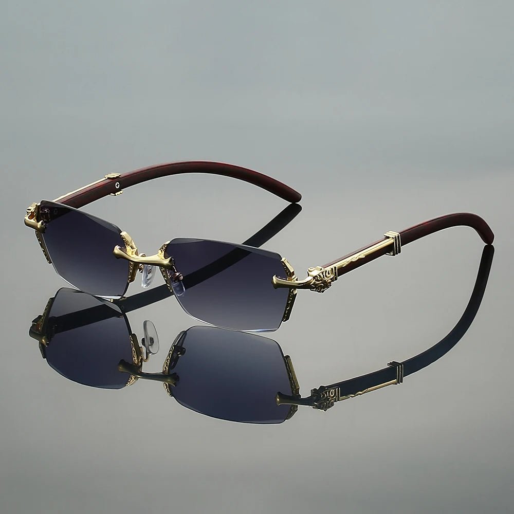 Amelia | Sunglasses Rimless Gold Metal Temple UV Protection