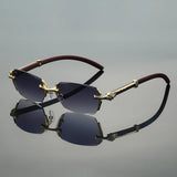 Amelia | Sunglasses Rimless Gold Metal Temple UV Protection