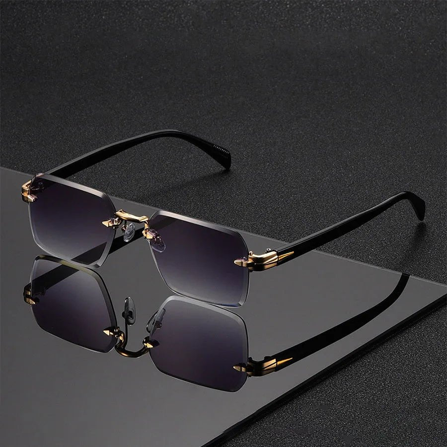 William | Sunglasses Rimless Gradient Lenses Gold Bridge Featherweight