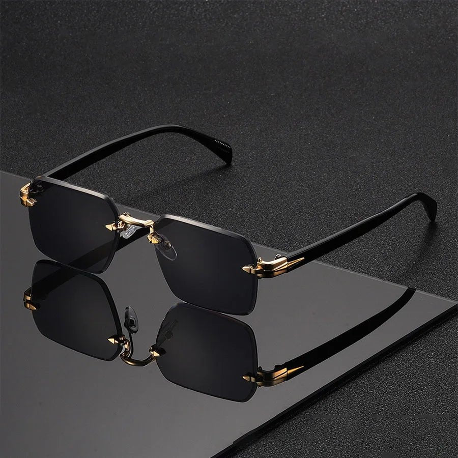 William | Sunglasses Rimless Gradient Lenses Gold Bridge Featherweight