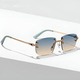 Eleanor | Sunglasses Rimless Gradient Lenses Gold Metal Frame UV400