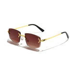Eleanor | Sunglasses Rimless Gradient Lenses Gold Metal Frame UV400
