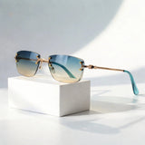 Owen | Sunglasses Rimless Gradient UV400 Protection Gold Metal Arms