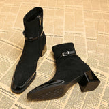 Avenor - Suede Effect Ankle Boots with Buckle