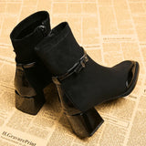 Avenor - Suede Effect Ankle Boots with Buckle