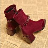 Avenor - Suede Effect Ankle Boots with Buckle