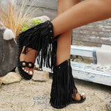 Zara | Women's Fringe Ankle Sandals with Zipper